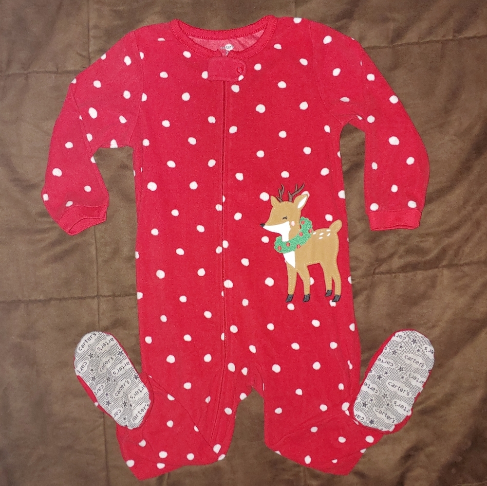 Carter's fleece footie pajamas, winter/holiday, 3T
